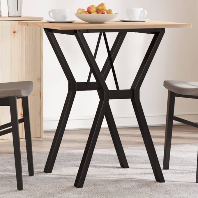 vidaXL - Eettafel - Y-frame - 60x60x75 - cm - massief - grenenhout - en - staal