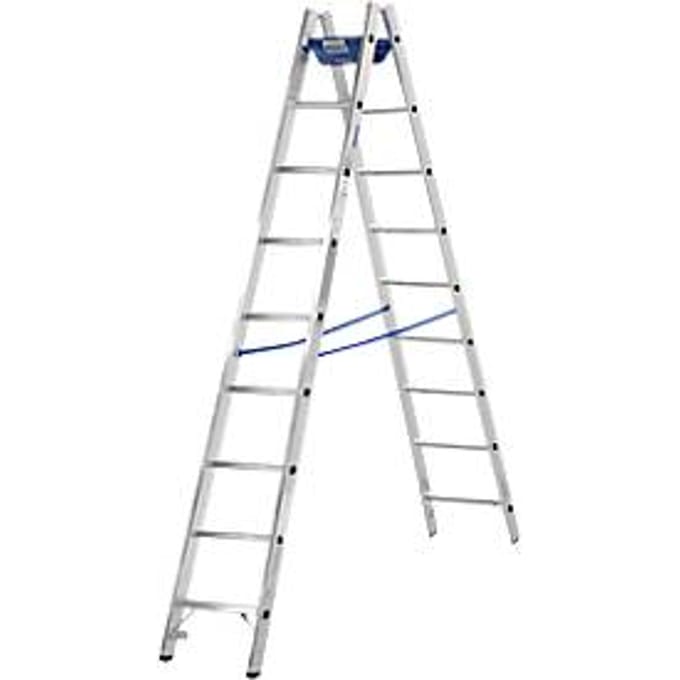 Dubbele trapladder, 2 x 8 sporten, + toolbag GRATIS