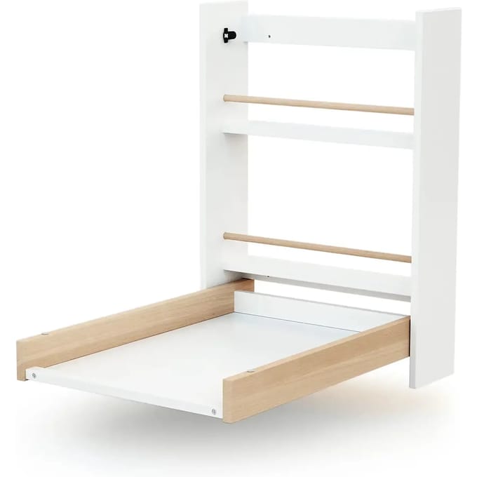 AT4 - Inklapbare luiertafel aan de muur EAZY in hout Wit en Beuken