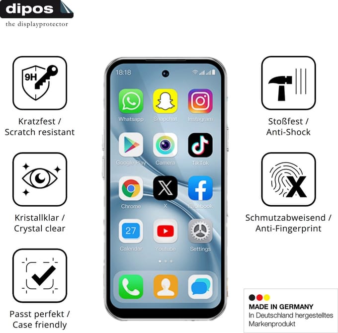 dipos – 2x Pantserfolie geschikt voor viqee A19PRO Mini-Smartphone | 9H Screenprotector
