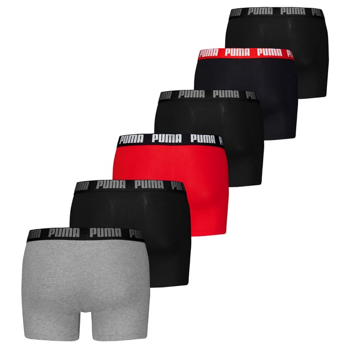 Puma Basic Heren Boxer 6-pack - Grijs/Rood/Zwart - Maat M