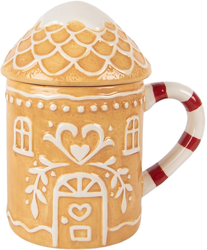 Clayre & Eef Mok Gingerbread house 350 ml Bruin Keramiek