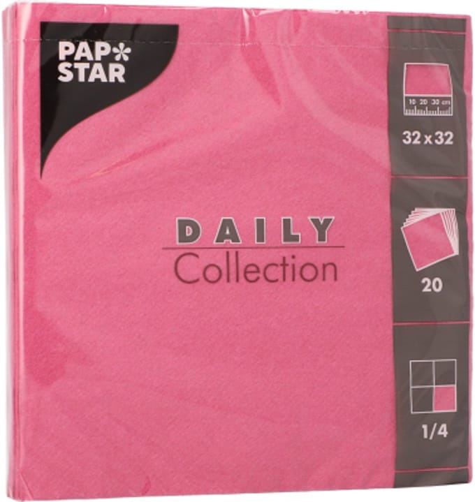 15x 20 Servetten DAILY Collection 1/4 vouw 32 cm x 32 cm fuchsia
