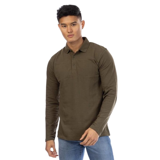 Peter Werth Noaks poloshirt met lange mouwen voor heren (Olijf)
