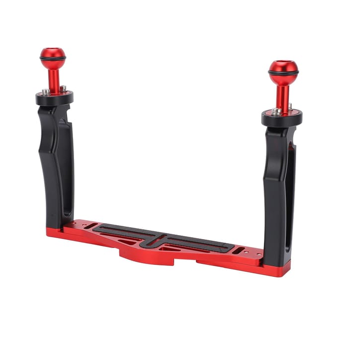 Dubbele Handgreep Tray Stabilisator Rig Duiken Onderwater Camera Behuizing Case Tray Mount black