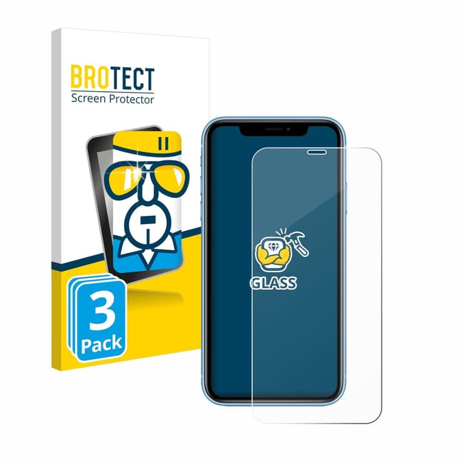 BROTECT - Glas Screenprotector voor Apple iPhone XR / 11 - Gehard Beschermglas 9H 3 Stuks
