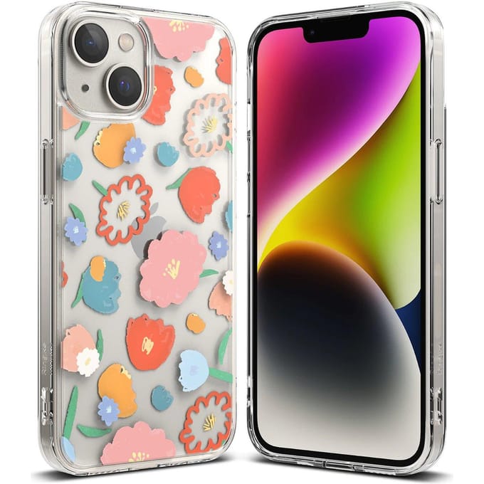 Ringke Fusion Design Armored Case Cover with Gel Frame iPhone 14 Plus Transparent (Floral) (FD637E31)