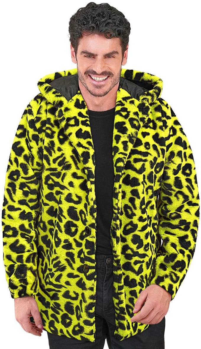 Bontjas Met Capuchon Crazy Animal Party Geel