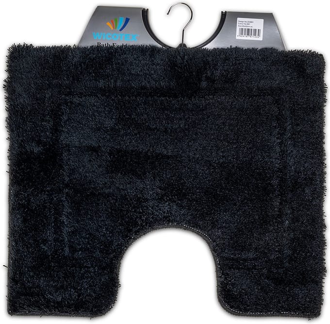 Wicotex - Toiletmat uni Zwart - Antislip onderkant - WC mat met uitsparing - Afmeting 50x60cm