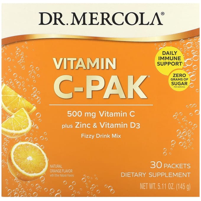 Dr. Mercola, Vitamine C-PAK, Orange naturelle, 500 mg, 30 sachets, 4,84 g (0,17 once) chaque