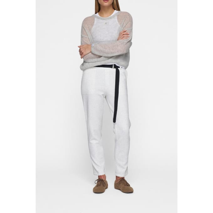 10DAYS Belted Pants Neoprene White Melee Größe: S | Jogginghosen Outlet | Damen | Weiß