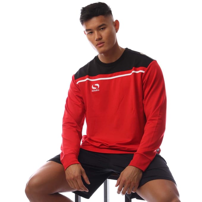 Sondico Heren Precisie Gestreept Sweatshirt Met Lange Mouwen (Rood, Zwart)