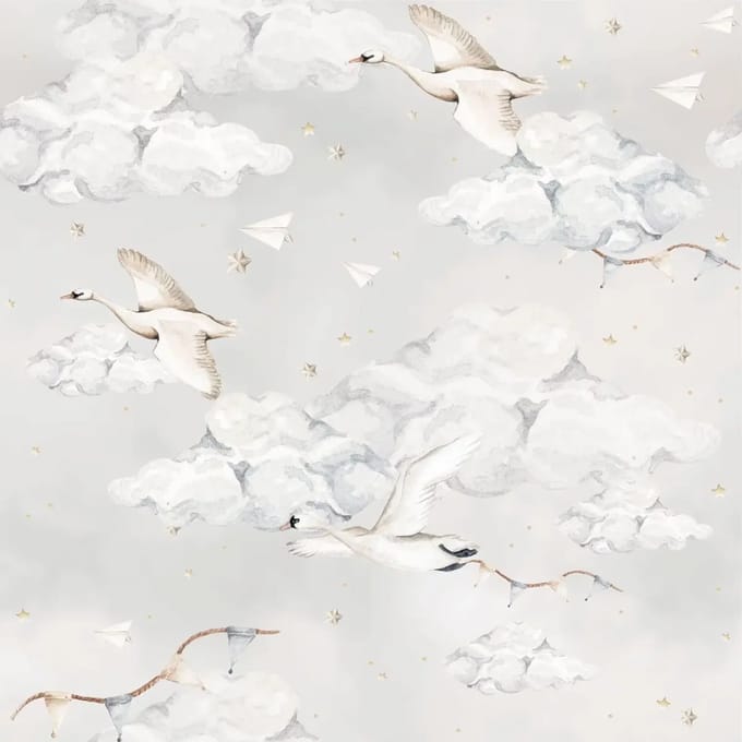 Baby behang Dekornik Magic Swans