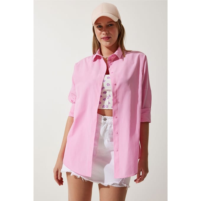 Overmaatse Poplin Overhemd met Lange Mouwen
