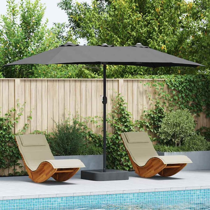 vidaXL - Tuinparasol - 385 - x - 209 - x - 244 - cm - Polyester - en - Staal - Antraciet