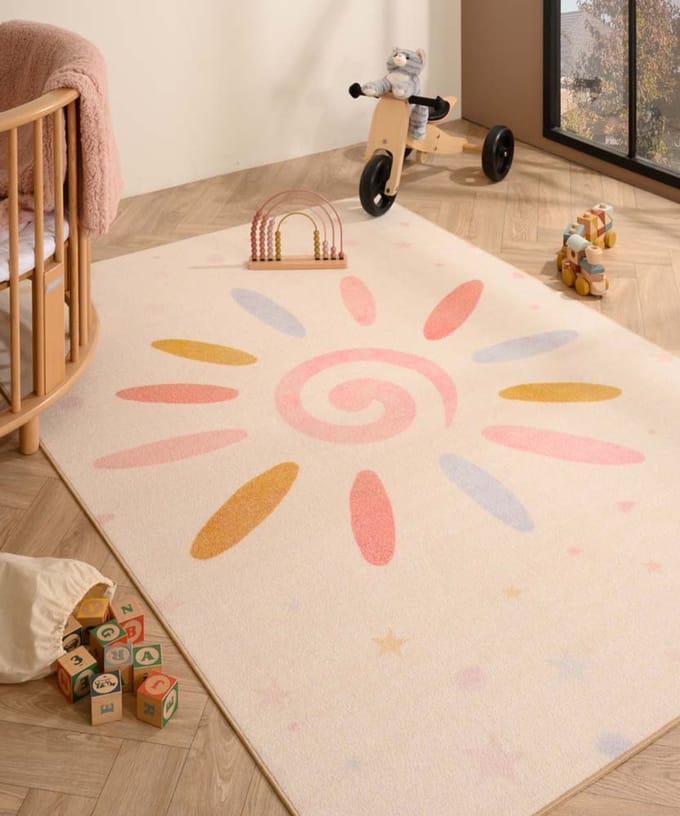 Kindervloerkleed bloem - Joy crème 160x230