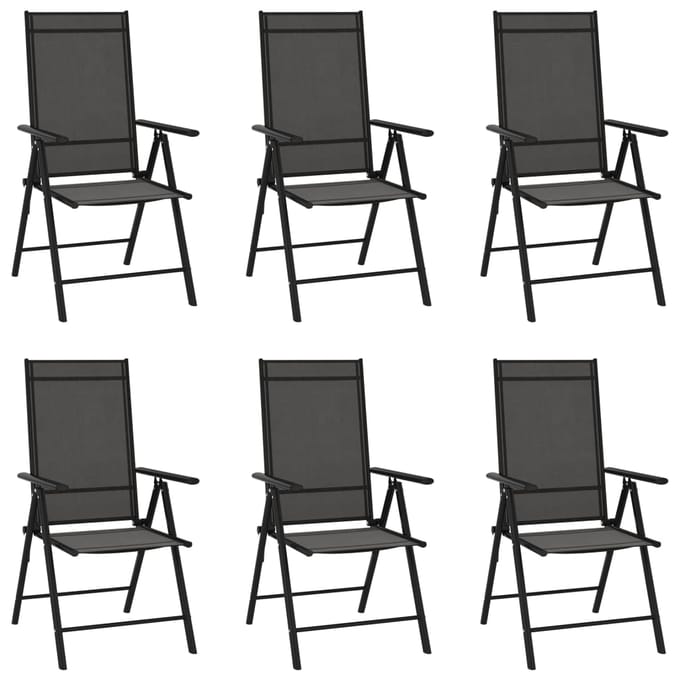 vidaXL - Tuinstoelen - 6 - st - inklapbaar - textileen - zwart