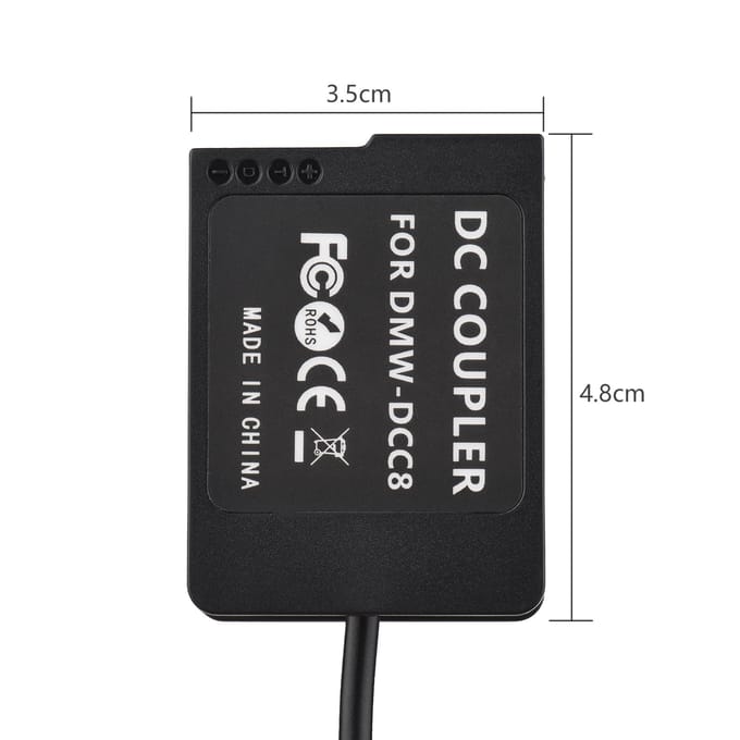 PD USB Type-C-kabel naar DMW-DCC8 Dummy-batterij DC-koppeling DMW-BLC12 Vervanging voor Panasonic LUMIX zwart