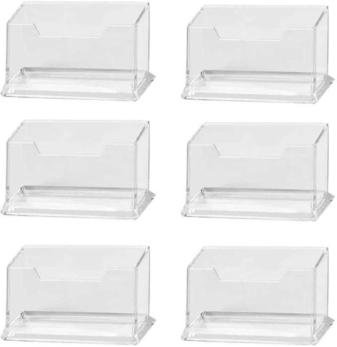 Dailygoods- Visitekaartjeshouder Duidelijk - Acryl - Desktop - Set van 6 - 10,3 x 4,4 cm - Transparant - Kaarthouder