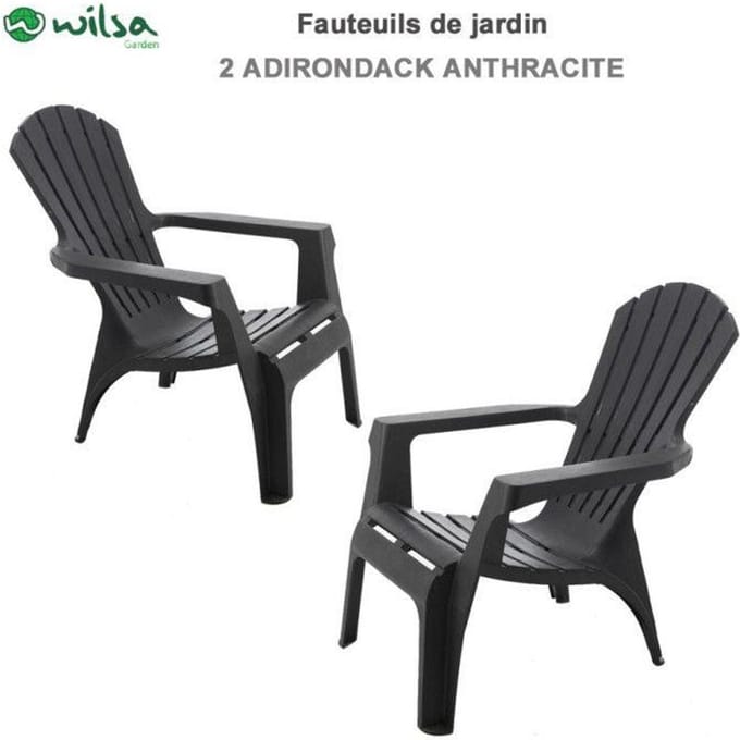 Adirondack fauteuil polypropyleen hars Wilsa Garden - Antraciet - 2 Adirondack fauteuils