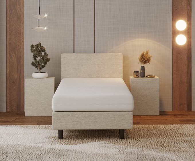 Nessa® - 90x190 Boxspring Bjorn CrÃ¨me - Beige + Pocketvering matras 20cm
