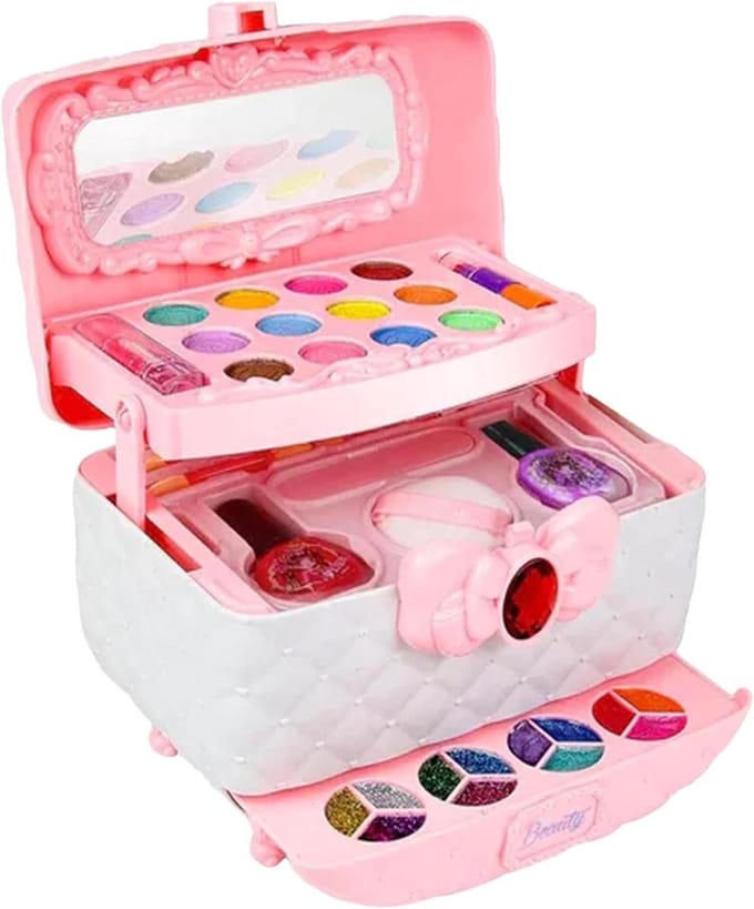 Kinderen Make-up Set - Cosmetische Kit - Prinses Verkleed - Wasbaar Huidvriendelijk - Draagbare Make-case - Roze