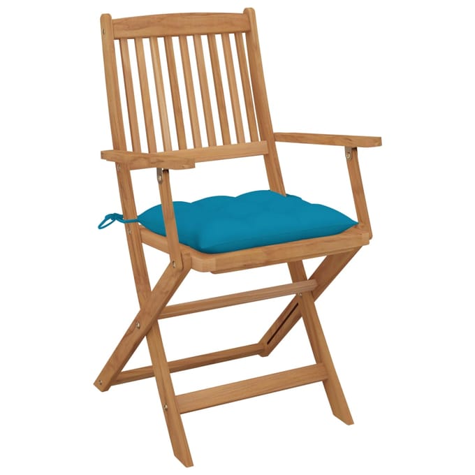 vidaXL - Inklapbare - stoelen - 6 - st - met - kussens - massief - acaciahout