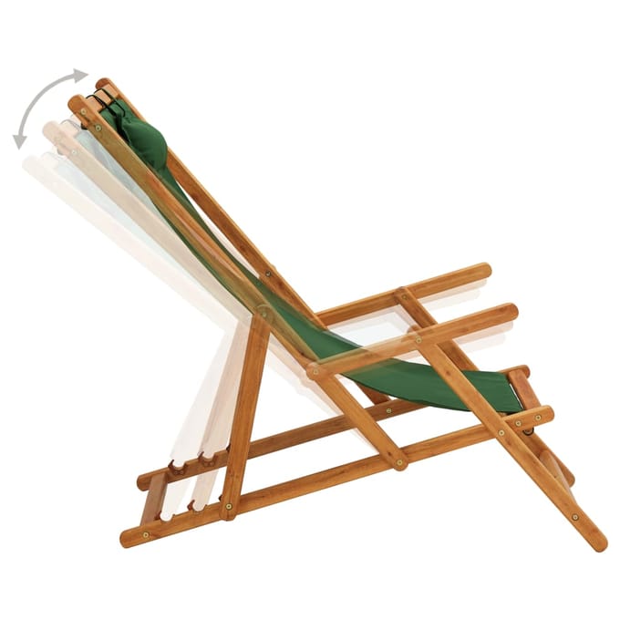 vidaXL - Opklapbare - stoel - van - massief - eucalyptushout - en - stof, - groen