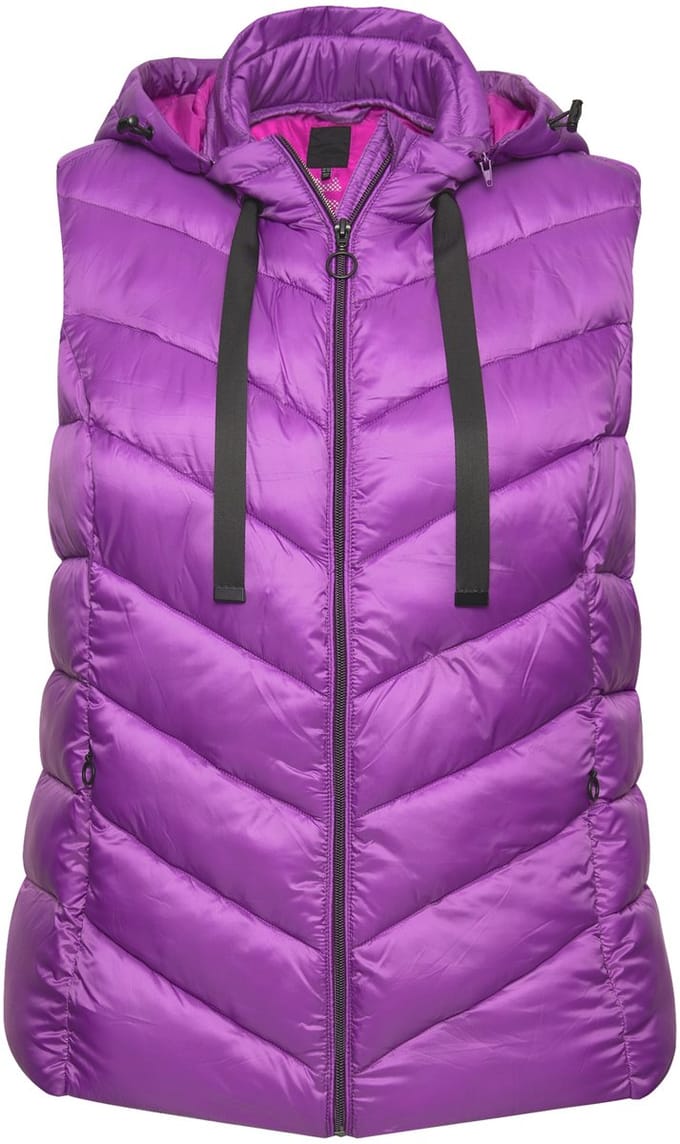 Ulla Popken - Dames - HYPRAR doorgestikte bodywarmer waterafstotend - Paars - Maat 50+