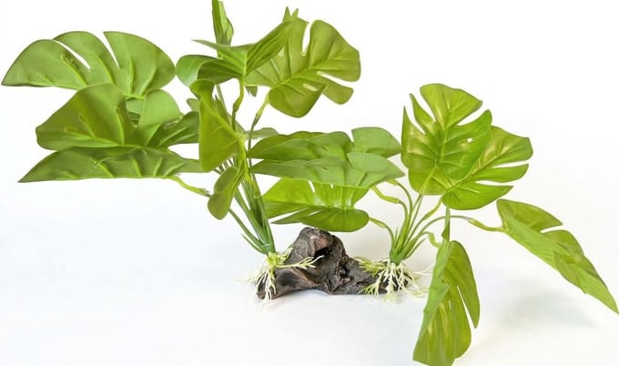 Repto Plant On Deco Three Tip Leaf kunstplant voor terrarium 29x26x17cm