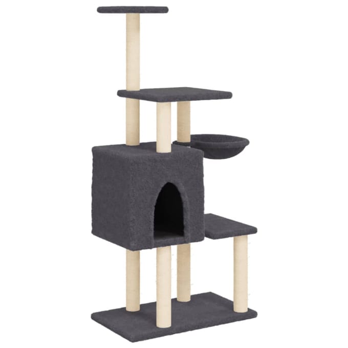vidaXL Kattenmeubel met sisal krabpalen 131 cm donkergrijs