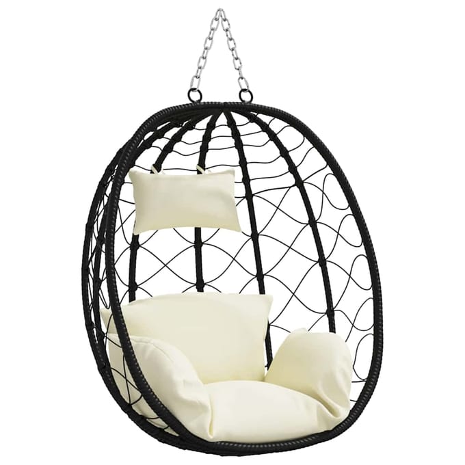 vidaXL - Hangende - ei-stoel - poly - rattan - 91 - x - 54,5 - x - 107 - cm - Crèmewit