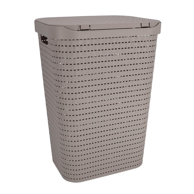 Rotho Country - Wasmand met deksel - 55 l Kunststof - Cappuccino
