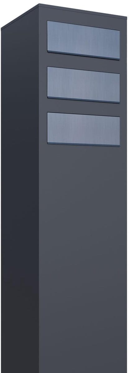 Dailygoods - Design Brievenbus Monolith for Three - Antraciet/Roestvrij staal