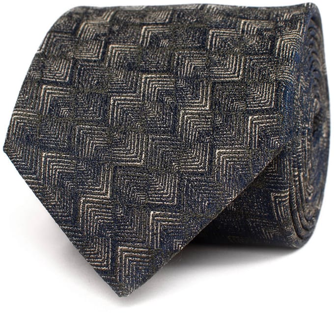 TRESANTI | FOSSILO | Zijden stropdas zigzag motief | groen