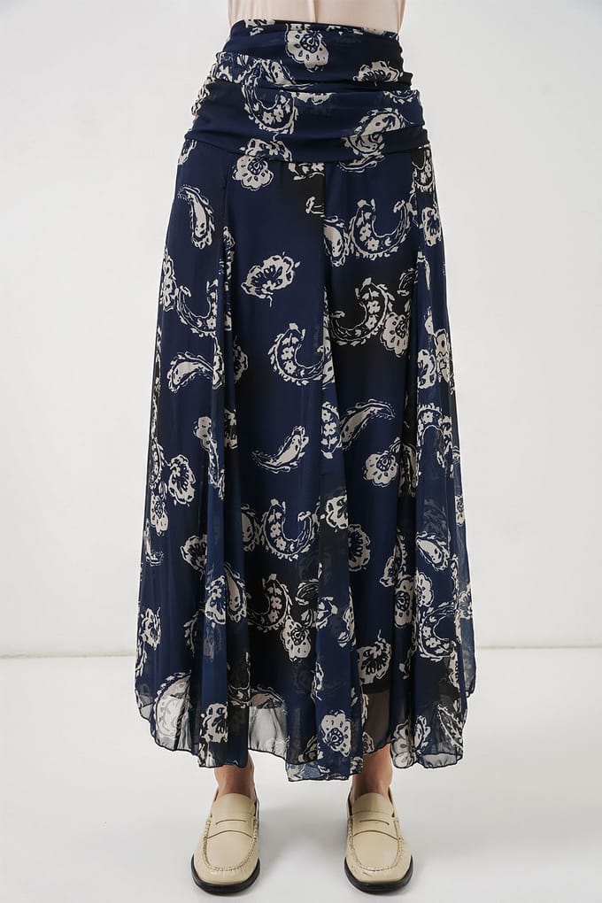 Hoge Taille Paisley Maxi Rok