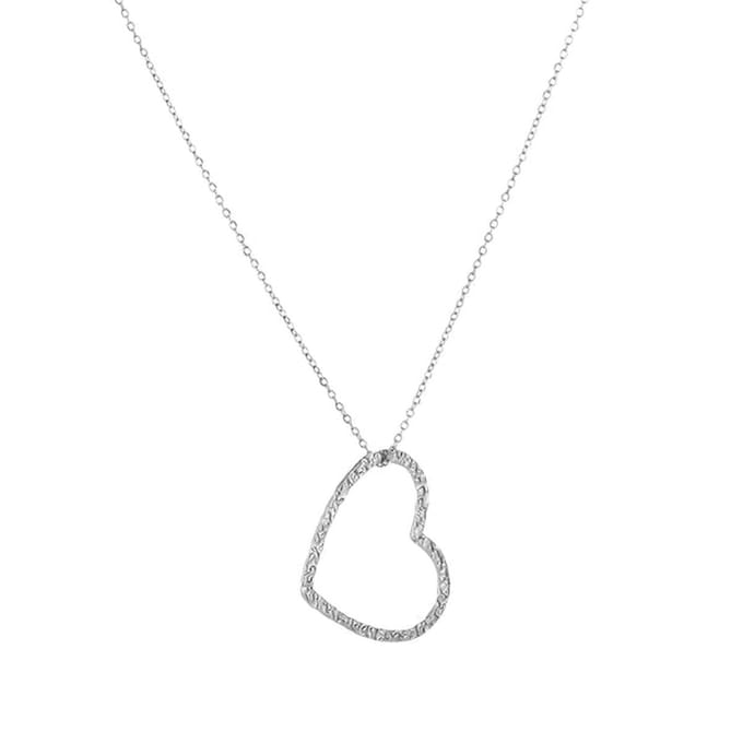 Bijoutheek Collier Gehamerd Hart Klein Silver