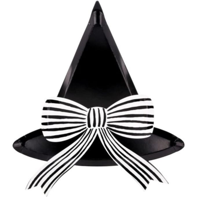 Meri meri halloween borden heksenhoed- zwart/wit gestreepte strik