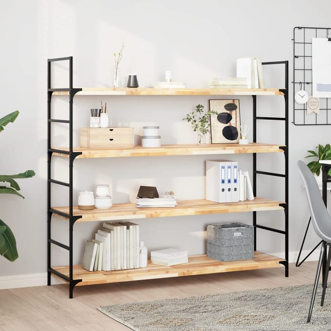 vidaXL - Wandschappen - 4 - st - zwevend - 140x40x4 - cm - onbehandeld - acaciahout