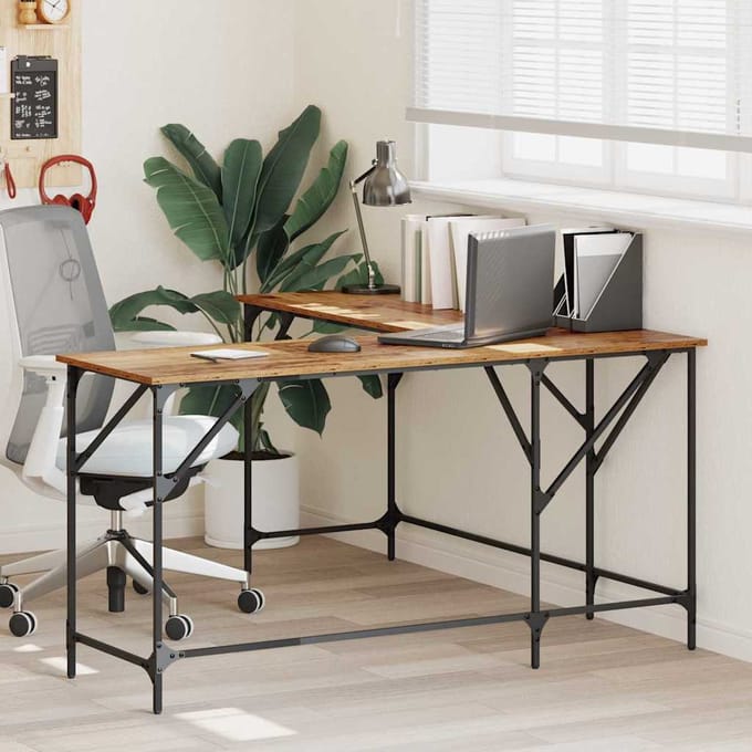 vidaXL - Bureau - Oud - Hout - Bewerkt - hout - 149 - x - 149 - x - 75 - cm