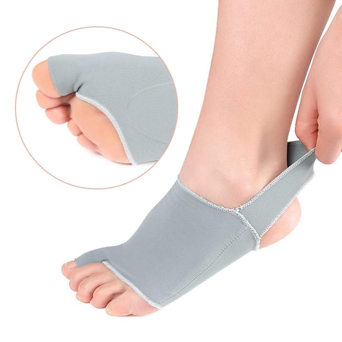 1 Pair 2 in 1 Arch Support Sleeve Brace Big Toe Hallux Valgus Corrector Ankle Arch Brace Wrap with white