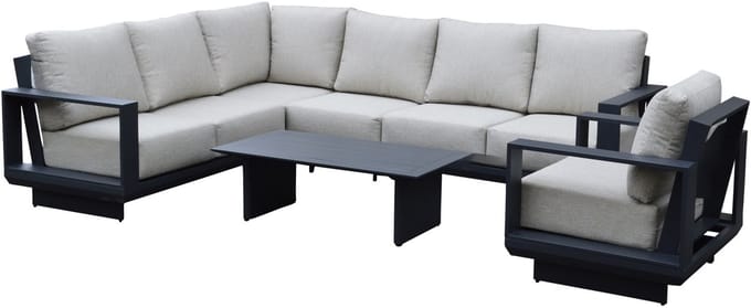Avellino hoek loungeset 6 delig antraciet aluminium soft grey