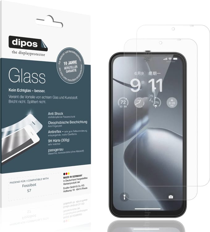 dipos – 2x Matte Pantserfolie geschikt voor Fossibot S7 | 9H Screenprotector