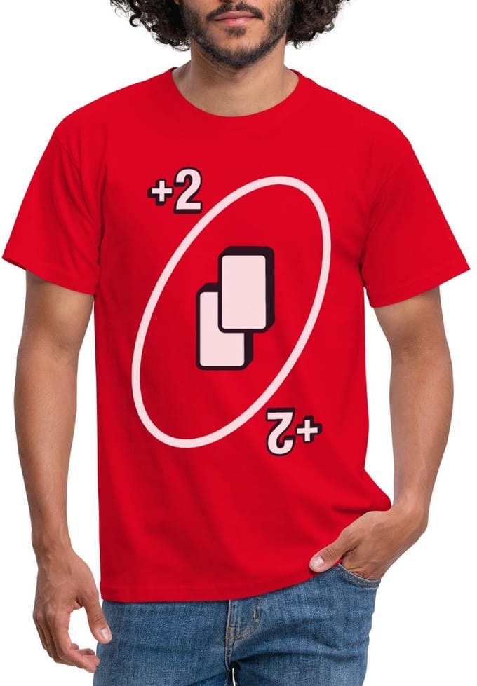 UNO +2 Kaart Kostuum Neem 2 T-Shirt Heren