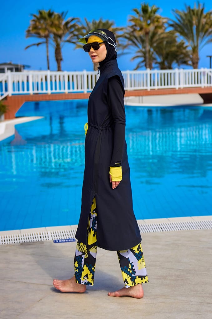Marina zwarte islamitische badmode Burkini-set met volledige dekking
