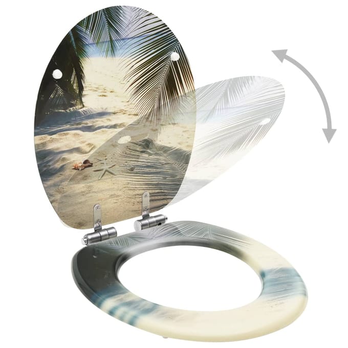 vidaXL - Toiletbril - met - soft-close - deksel - strand - MDF