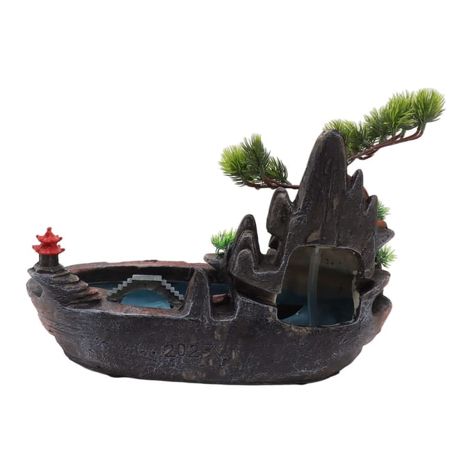 Fontaine de bureau en forme de cascade avec circulation d'eau et boule roulante black