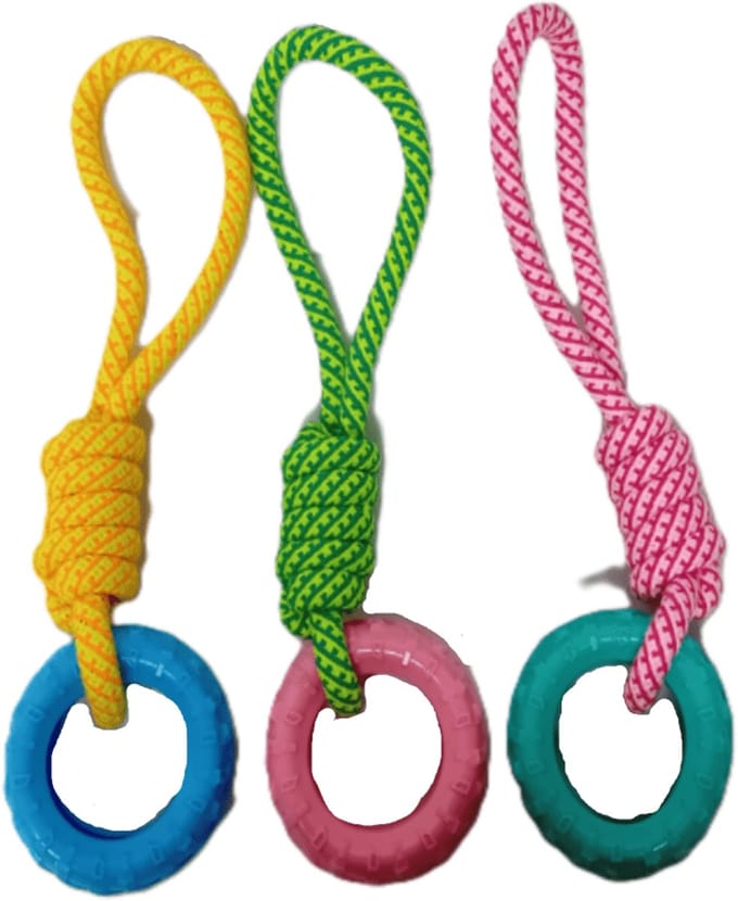 Chikko Quality - Trektouw met ring - Stevig - roze/mintgroen - 39 cm