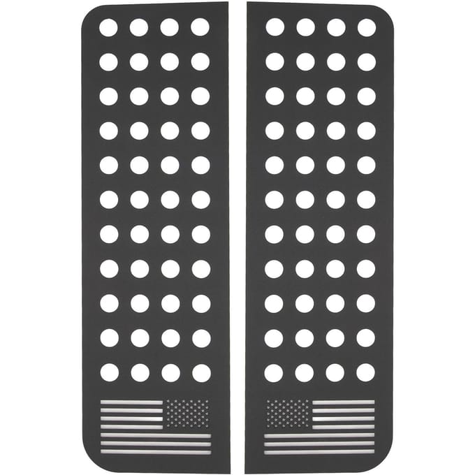 2 STuks Achterdeur Raamstickers Aluminiumlegering Glaspaneel Cover voor Wrangler JK 2007 tot 2018 Type B gray