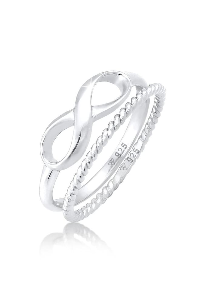 Elli - Ring - Dames Stacking Ring Duo Infinity Gedraaid Basic Trend Blogger in 925 Sterling Zilver - Dames